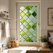 1/4pcs Stained Glass Static Cling Window Film Privacy Rhombus Geometric Pattern Non-Adhesive Heat Control UV Blocking Removable Decorative Glass Sticker For Home Office Bathroom Decor - Diamond-shaped Privacy Film - View 7