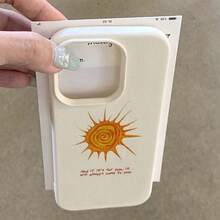 1pc TPU Material Minimalist Healing Warm Sunshine Pattern Phone Case Suitable For IPhone 17 Pro Max/17/16 Pro Max/15/13/12/11, S20 FE/A15/S24/A55, Note 11/Note 12/Note 13 Pro, Full Coverage Anti-Drop Soft Protective Phone Cover - White - View 4