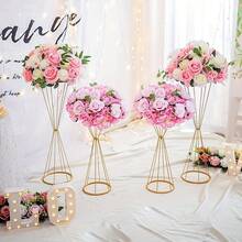 Gold Geometric Iron Flower Stand, Conical High-Legged Flower Stand, Wedding Party Table Centerpiece - Wire Flower Stand - View 4