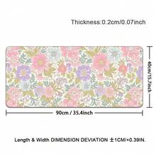 XXL Gaming Mouse Pad , Large Pink Purple Floral Desk Mousepad With Vintage Botanical Design, Washable, Stitched Edges, Non-Slip Rubber Base Desk Mat For Gaming & Office - View 11