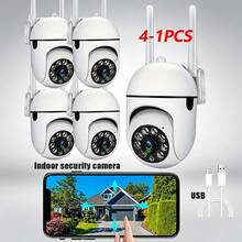 1/2/4个1080P高清智能WiFi摄像头，家用安防摄像头 - 监视器，355°全景视角，夜视功能，支持云台控制和变焦，双向语音，AI移动侦测报警 - 室内外无线WiFi摄像头，家用安防摄像头，圣诞节，感恩节礼物 - 白色 - 查看 3