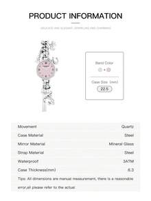 Coach IRIS Octagram Pendant Necklace Watch For Women Round Dial Quartz Watch With Star Charm - Silver and Pink - View 8