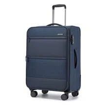 Soft Case Luggage 20 24 28 Inch 3 Piece Suitcase Set Carry On Cabin Check In Travel Bag TSA Lock Spinner Wheels Expandable Front Laptop Pocket - Navy Blue - View 1