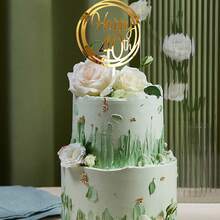 3pcs/1pc Gold Acrylic "16th 30th 40th 50th 60th 80th" Birthday Cake Topper Circular Frame, Birthday Party Decorations - Multicolor - View 6