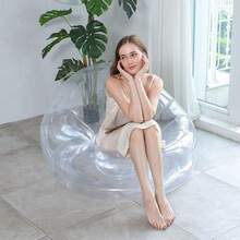 1pc Transparent Inflatable Sofa, Outdoor Camping Inflatable Chair, Inflatable Bean Bag Chair, Foldable Portable Inflatable Chair, Suitable For Bedroom, Balcony, Easy Storage And Portable, Leisure Entertainment, Dormitory, Backrest Chair - Fully Transparent Inflatable Sofa - View 2