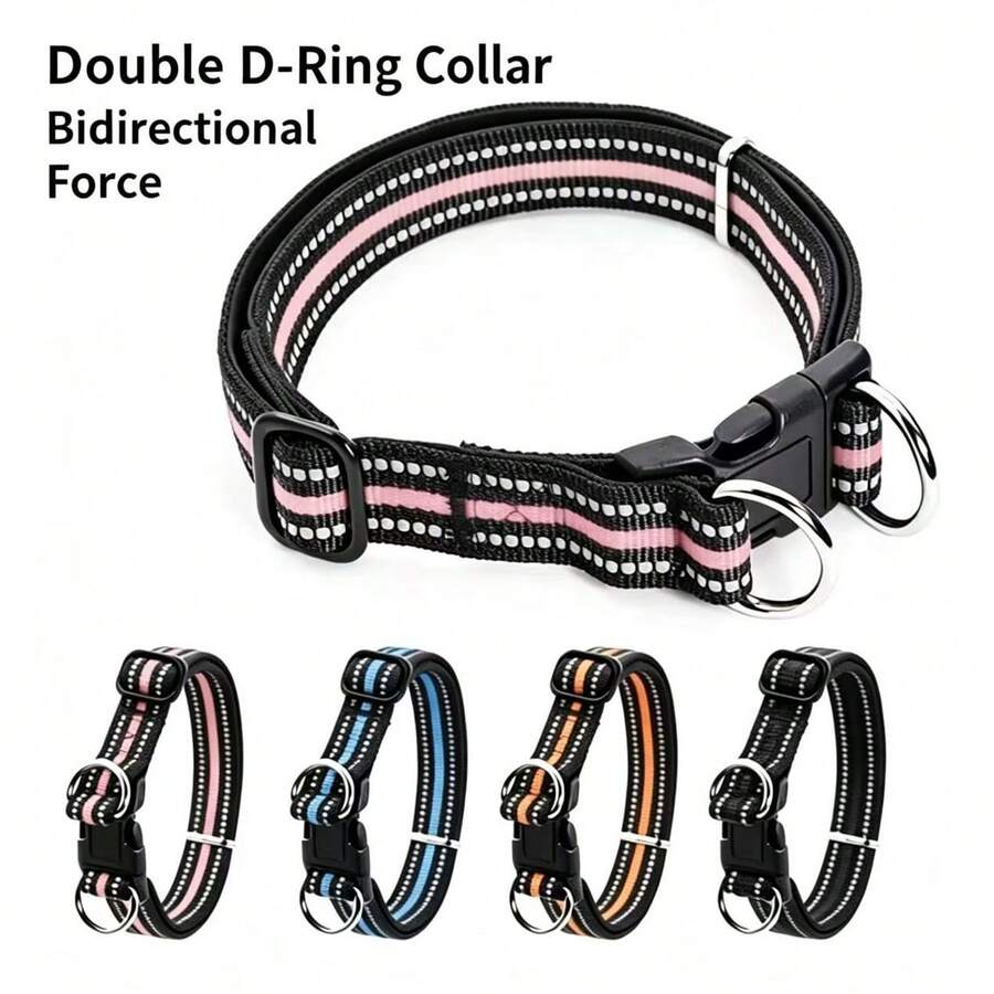 Adjustable Dog & Cat Collar, Suitable For Teddy, Corgi, Shiba Inu, Large/Medium Dogs, Durable Nylon Reflective Adjustable Collar - Multicolor - View 1