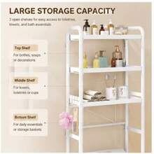 3-Tier Metal Over Toilet Shelving Rack - White - View 4