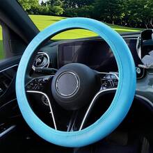 Bọc vô lăng 15" cho xe SUV, Sedan, Xe tải - Chất liệu da PU chống trượt, không có vòng trong, dễ lắp đặt, màu đen/đỏ/trắng/xanh dương/hồng/be/nâu - Phù hợp với vô lăng kiểu O/kiểu D 38cm/15" (Vô lăng) - Nhiều màu - Xem 9