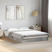 vidaXL Bed Frame, Double Bed For Bedroom, Bed Frame With Slatted Base, Modern Design Bedroom Bed, Concrete Grey 180x200cm, Engineered Wood - Concrete Dust - View 10