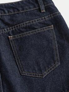 Maija Women's Denim Mini Skirt, Y2K Style, For Concerts, Back To School, Autumn - 深藍色 - 查看 5