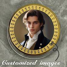 [Personalizado] 1 pieza Moneda conmemorativa redonda de artesanía con imagen personalizada, colección de monedas decorativas con foto de pareja, regalo para vacaciones - Dorado - Ver 4