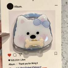 Cute Puppy Airbag Holder, Blue Butterfly Bone Decorated Acrylic Phone Holder, Kawaii Girly Series Accessories, Slouchy Person Holder, Magnetic Phone Grip - Multicolor - View 6
