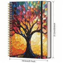 Sổ tay lò xo A5 cỡ trung bình (5.7" x 8.3") 140 trang, phù hợp cho cả nam và nữ, dùng để viết nhật ký và công việc văn phòng, bìa cứng, giấy dày 100gsm (họa tiết cây nhiều màu sắc) - A5 - Xem 2