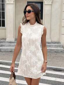 2026 Vestido camisero de unicolor albaricoque con textura y aplicaciones para mujer, elegante y de moda para el trabajo, atuendos festivos franceses, estilo sirena de oficina, vestidos de verano para mujer, vestidos para fiesta del té, festivales, fiestas, graduación, vacaciones, ropa bohemia femenina - Negro - Ver 10