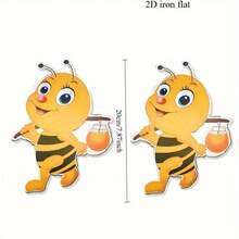 Decoración de pared de madera con abeja de dibujos animados, decoración de pared con tema de abeja linda para habitación infantil / balcón de jardín - A - View 3