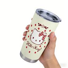 Miniso Sanrio Hello Kitty Polka Dot 600ml Isolierbecher, Edelstahl Vakuumisolierter Autobecher mit Deckel, wiederverwendbarer Reisebecher für heiße & kalte Getränke - Verschiedenfarbig - Übersicht 2