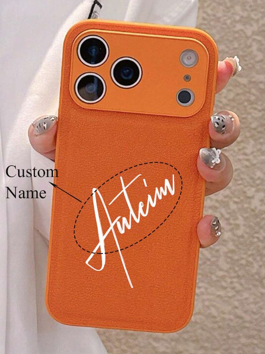 Casing Ponsel Kulit Imitasi Beludru dengan Huruf Awal Timbul yang Dipersonalisasi dan Disesuaikan, Kompatibel dengan iPhone 17 Pro Max 16 Pro Max 15 Pro Max 14 Pro Max 13 12 11 17Air. Paket Semi Inklusif, Pelindung Belakang Lembut.