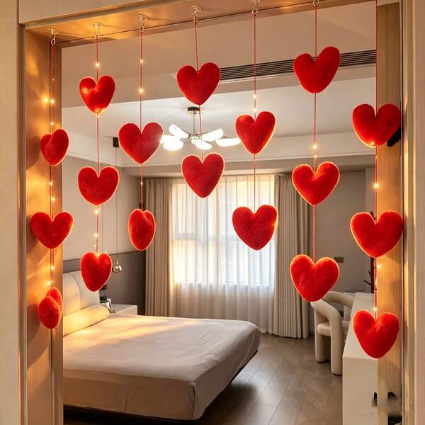 18er Set herzförmige Vorhangaufhänger, DIY-Deko für Paar, romantische Liebes-Heimdekoration, Hochzeits- und Valentinstags-Hängedeko, halbtransparente Schlafzimmer-Vorhänge ohne Bohren, süße modische Raumdekoration, ideales Geburtstagsgeschenk und Partyzubehör, DIY-Wanddekoration