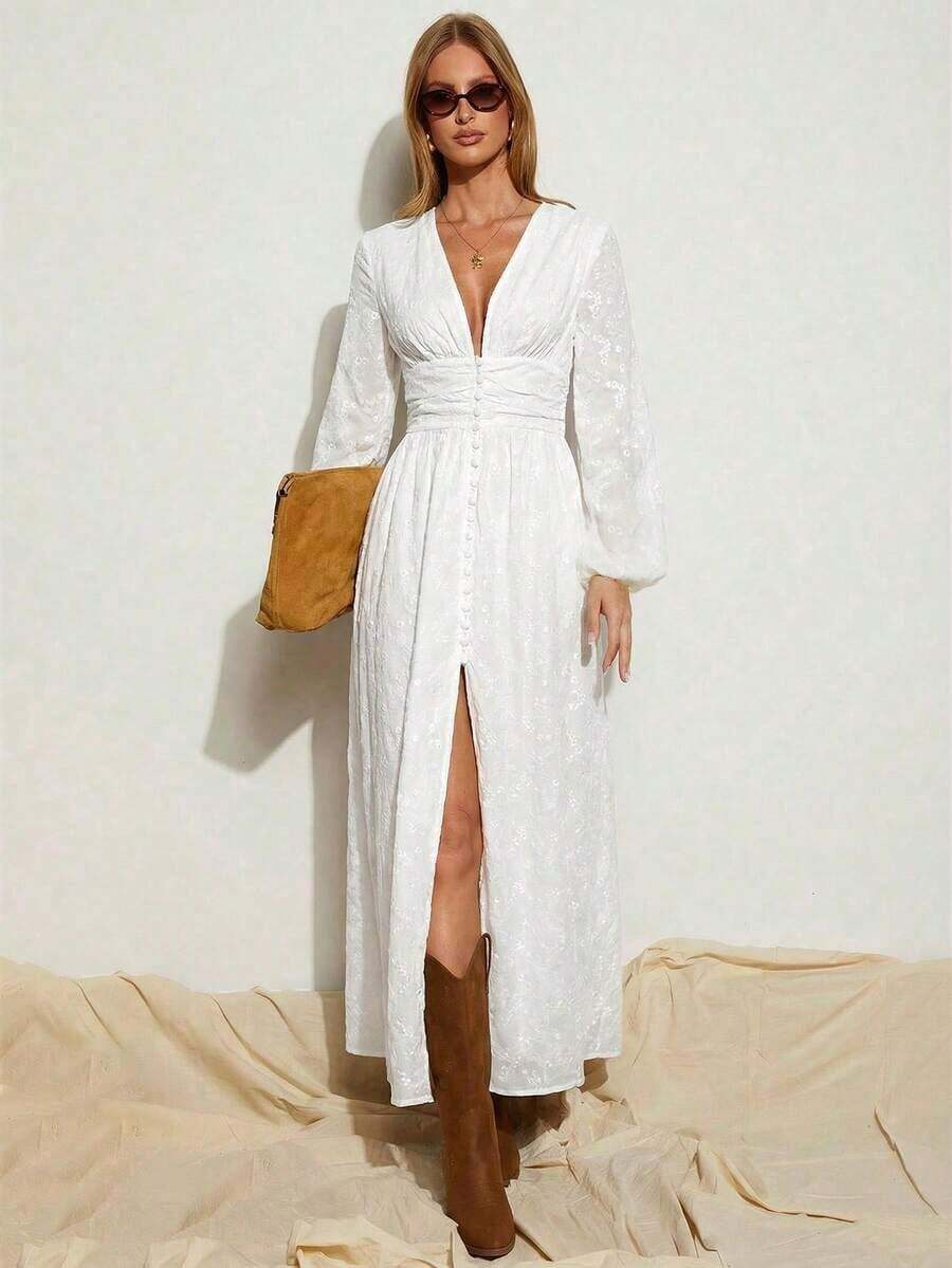 Women Midi Dresses - 白色的 - 查看 1