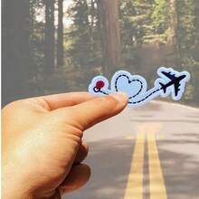 Airplane Heart Shaped Embroidered Patch - Interesting Design - Easy To Sew Or Iron On, Durable Fabric Badge, Suitable For Customizing Jackets, Bags, DIY Crafts, Etc. - Ironing Style - View 4