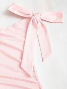 fsvsSweetra Vestido con tirantes ajustados, decoración floral y ribete de volantes para mujersdvs RJJN - Rosado Sandía - Ver 3