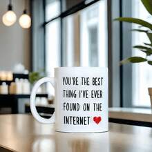 [24-Hour Shipping Within Mexico] QASHWEY Double Print Mug, Romantic Gift, Coffee Mug For Couples "You Are The Most Wonderful Thing I Have Found Online", 11 Oz Ceramic Mug, Gift For Long Distance Relationships, Valentine's Day Gift, Tea Mug For Him/Her. - 2 - 查看 1