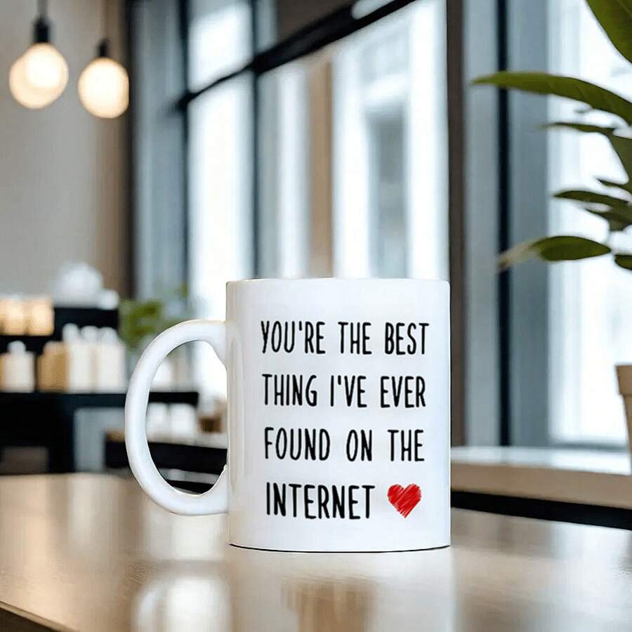 [24-Hour Shipping Within Mexico] QASHWEY Double Print Mug, Romantic Gift, Coffee Mug For Couples "You Are The Most Wonderful Thing I Have Found Online", 11 Oz Ceramic Mug, Gift For Long Distance Relationships, Valentine's Day Gift, Tea Mug For Him/Her. - 2 - 查看 1