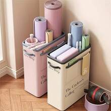1 pieza Cesta plegable para almacenamiento de esterilla de yoga (equipo de fitness no incluido), caja de almacenamiento de equipo de entrenamiento para gimnasio en casa de color neutro, contenedor de almacenamiento de esterilla de yoga - Multicolor - Ver 7