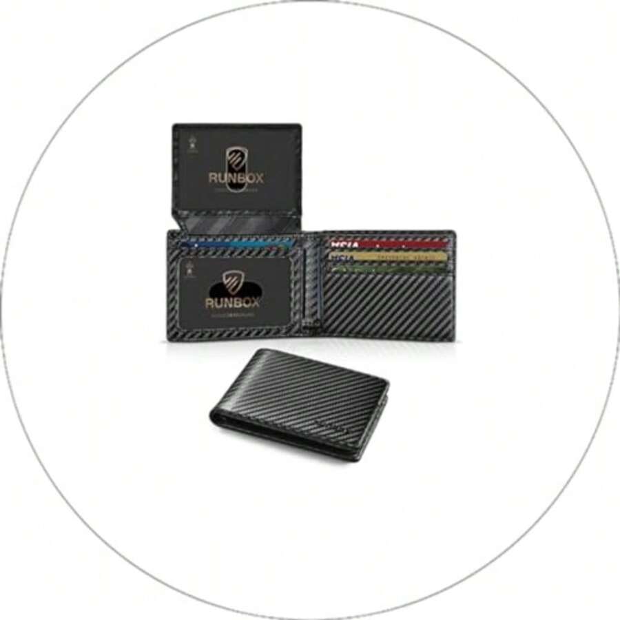Wallet For Men Slim Rfid Leather 2 ID Window With Gift Box Slim, Rfid, 2 ID Window, With Gift Box, Slim, Rfid - Carbon Black - View 1
