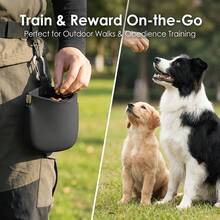 Pet Dog Training Fanny Pack, Silicone Dog Snack Bag, Stainless Steel Hook Can Be Hung Around The Waist, Schoolbag, Leash Is Easy To Carry, And It Is Necessary For Training And Going Out. - Black - View 8