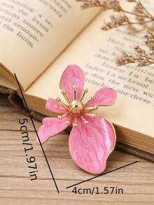 1 Peça Novo Broche de Flor Feminino da Moda, Elegante, Requintado Broche de Flor com Efeito de Óleo Gotejante em Cores Dopamina, Adequado para Roupas do Dia a Dia - Multicolorido - Visão 4