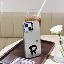 Fanahat-Funda para Teléfono - Letra R Negra Estilizada y Audaz con Estilo Moderno y Creativo, Funda para Teléfono con Estampado Plateado a Color, Anti-Suciedad, Anti-Caída y Antideslizante. Cubierta Trasera Mate Duradera. Diseño Universal para Hombres y Mujeres. Opción Perfecta para Todas las Estaciones - 1 - Ver 3