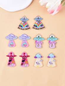 10pcs Alien Spaceship Acrylic DIY Jewelry Pendant - Multicolor - View 2