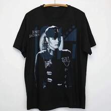 T-shirt nera in cotone della Rhythm Nation Tour con stampa del logo iconico, scollo a equipaggio, lavabile in lavatrice, abbigliamento casual - 1 - Visualizzare 2