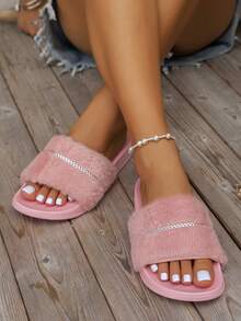 Women's Versatile Casual Lightweight Comfortable Soft-Sole Indoor/Outdoor Warm Open-Toe Slippers - Pink - View 5