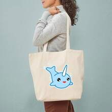 CafePress Narwhal Kawaii Tote Bag Reutilizable Natural Beige Lona Bolsa de Compras - Multicolor - Ver 3