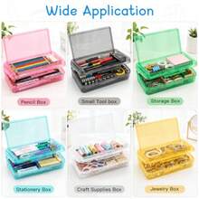 Pencil Box, Large Aci Double Layer Pencil Case, 1 Pa Hard Pencil Case, Clear C Box Wi -Tight Lid, Plac Storage Box Art Craft Marker Organ For Office School Ps, Clear - A - View 8