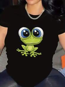 Damen-T-Shirt aus 100% Baumwolle, Kurzarm-T-Shirt mit niedlichem Prinzen-Frosch-Druck, lässige Frühlings-/Sommermode, Damenkleidung für den Junggesellenabschied 2026 - Weiß - Übersicht 10