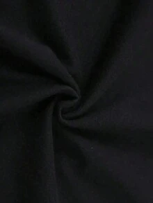 Camisa con Estampado de la Insignia de Haití, 100% Algodón, Estilo Casual, Cuello Redondo, Transpirable, Cómoda, para Uso Diario - Negro - Ver 4