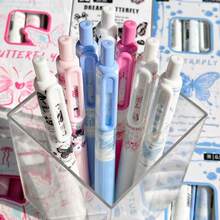 Butterfly Pattern Mini Pudding Retractable Gel Pen, 0.5mm Black Ink Smooth Writing Pen With Soft Grip, Cute Butterfly Floral Stationery For School Supplies, Study Notes, Journaling, Planner, Office Writing - A - View 5