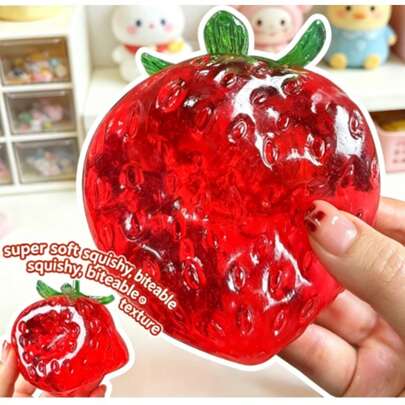 Squishy - Packaged - Strawberry Squeeze Toy - Moldable Strawberry Squeeze - Thin Coconut Oil - Non-Rebounding Squeeze - Super Stress Relief Texture - High-End Quality - Crystal Strawberry Squeeze Ball - Strawberry Squeeze Toy - Perfect Gift - Toys For Boys - Toys For Girls - Birthday Gift