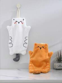 2pcs/1pc Cute Cat Hanging Hand Towel, Highly Absorbent, Easy To Clean, Suitable For Kitchen And Bathroom, Creative Decorative Towel, Cute Home Gift - Multicolor - View 3