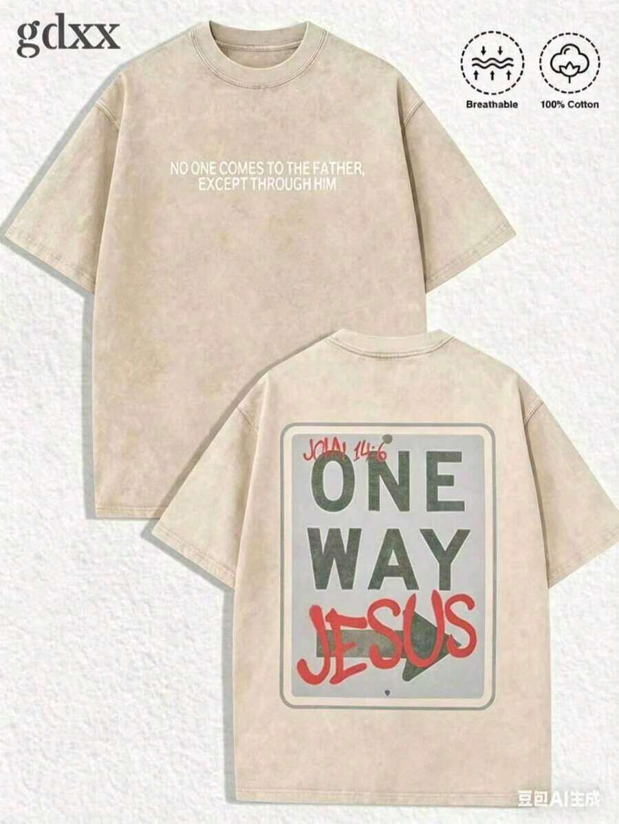 Women's Casual Printed T-Shirt, Short Sleeve, Round Neck, Local Urban Fashion Spring/Summer. Women's Blouses, Women's T-Shirts. 230g (S-XXXL) - 杏子 2 - 查看 1