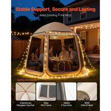 Screen House Tent, 10 X 9.2 Ft, 4-8 Person Pop Up Screen Tent With Extended Awning, Portable Screened In Canopy With Carry Bag, Netting Sides, For Patio, Backyard, And Outdoor Activities, Beige - 10 x 9.2 ft, 4-8 Person with Extended Awning - 查看 5