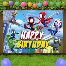 2pcs Marvel Spider-Man Birthday Backdrop Superhero Happy Birthday Party Banner Outdoor Garden Yard Grass Photography Background Wall Hanging Decoration Theme Party Photo Booth Props Studio Backdrop For Fans Celebrations Indoor Room Decor - Nhiều màu - Xem 6