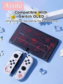 Ayotu 1件 日月星圖案 相容於 Switch2/Switch NS/Switch OLED 遊戲主機保護殼，新一代 TPU 軟殼，通用遊戲控制器保護套，Switch 控制器保護殼，Switch 遊戲配件，防摔、防滑、防刮，時尚，秋季浪漫/返校禮物/情人節禮物/聖誕禮物/萬聖節禮物 - 彩色 - 查看 19