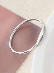 1 chiếc nhẫn tối giản, thích hợp để đeo hàng ngày, làm trang sức dự tiệc hoặc quà tặng sinh nhật cho thanh thiếu niên. - Bạc - Xem 8