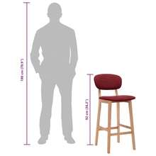 Bar Stools 2 Pcs Wine Red Fabric - Red - View 7