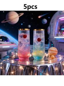 5/3/1 Striped Gold Rim High-End Party Cups, Beverage Cups, Sparkling Water Cups, Multi-Drink, Champagne Cups, Suitable For Parties And Weddings, Reusable, Holiday Parties, Weddings, Birthdays, Banquets, Thanksgiving And Easter - View 12