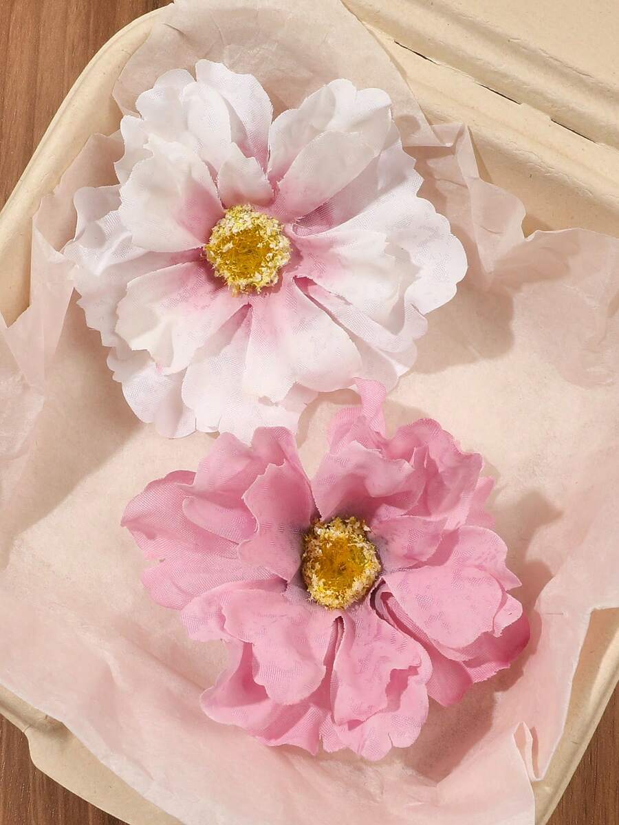 2入漸層花朵髮夾,側瀏海夾,韓系柔美浪漫風,清新優雅,高級感,適合旅行、海灘、拍照、野餐、派對,髮飾髮夾 - 彩色 - 查看 1